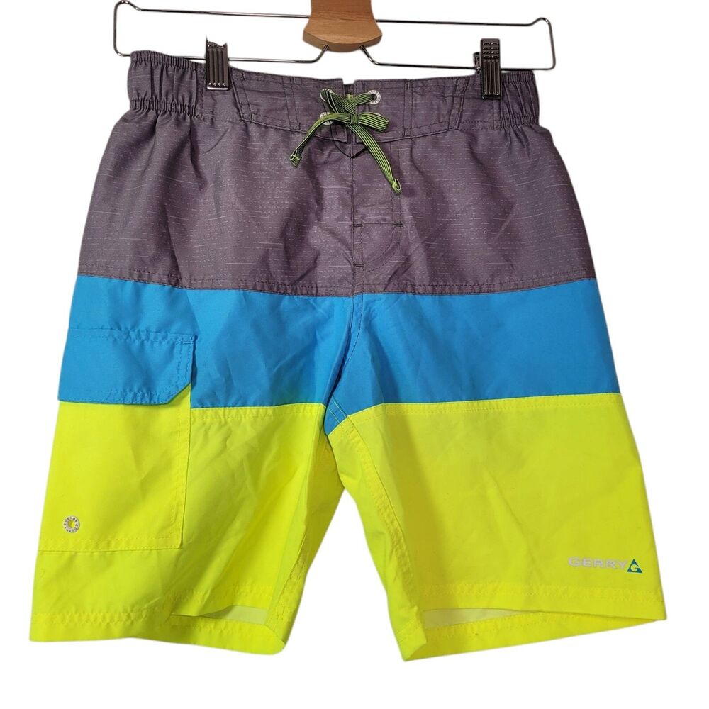 Gerry Youth Boy's Swim Short UPF 50+ Swim Trunks, Colorblock - Size Medium 10/12